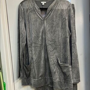 NWT  J.Jill Pure Jill Gray Velvet Zip-Up Jacket and Pants